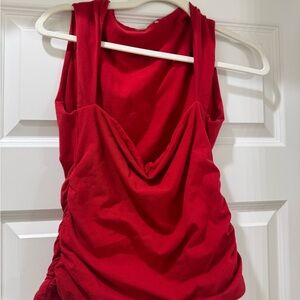 Cowl neck  Red Women's Tank